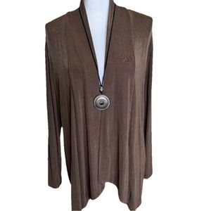 Chico’s Travelers Brown Cardigan Jacket Open Front PLUS Chico’s Necklace Womens
